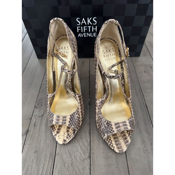 Saks Fifth Ave snake skin heels Size 6 - Picture 1 of 5